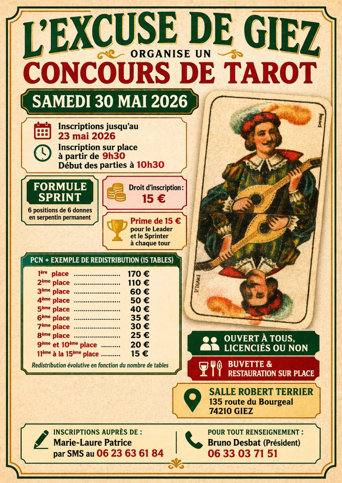 Affiche concours de tarot - Samedi 30 mai 2026